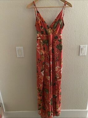 ILIA Coral Floral Jumpsuit with V-Neck